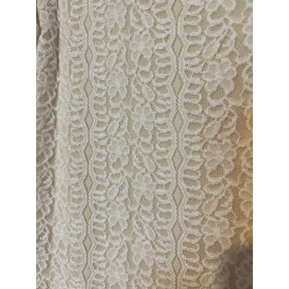 J. Jill Women Size Large Stretch Cream Lace V-Neck Button Front Cardigan Sweater
